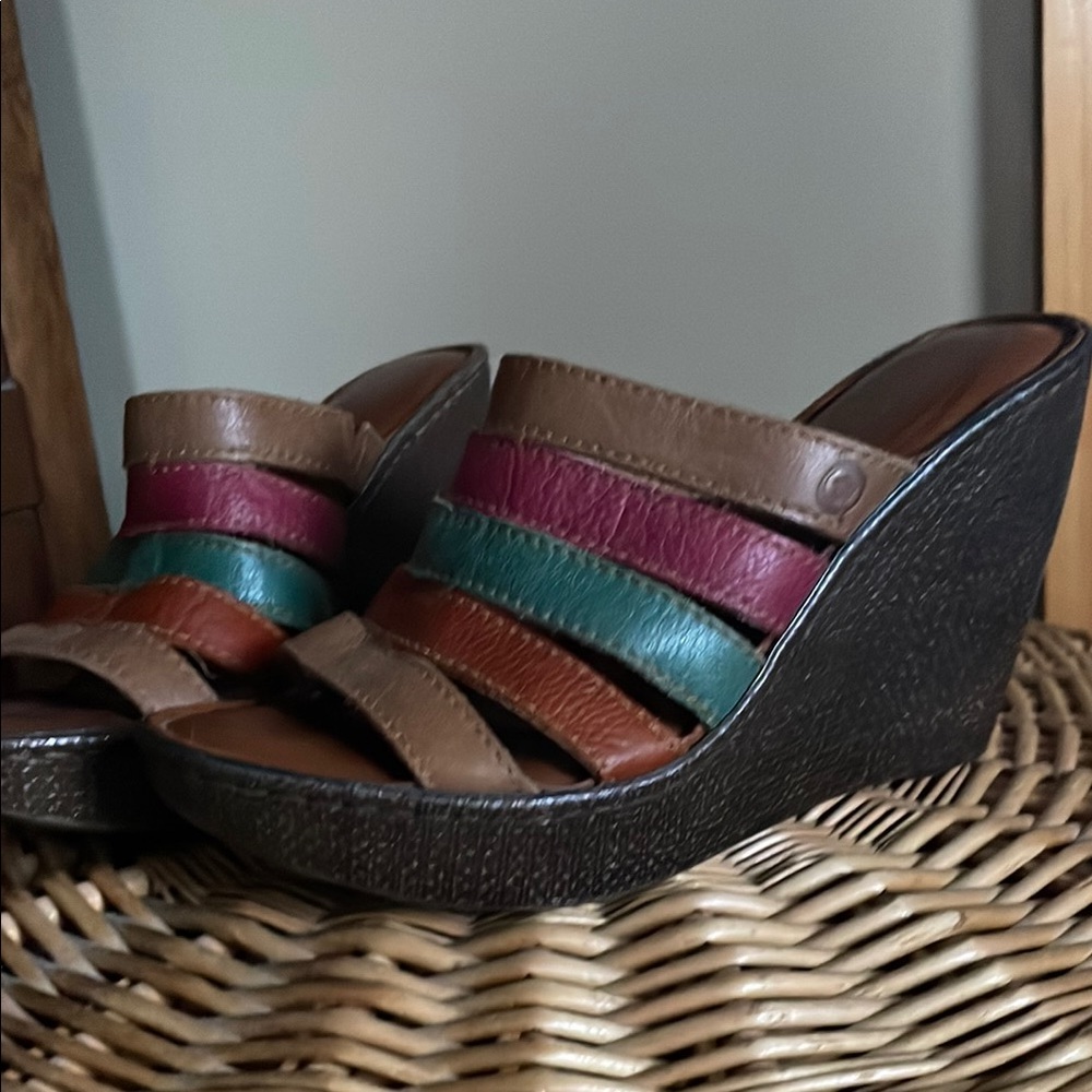 Born Multicolor wedge sandals size 7